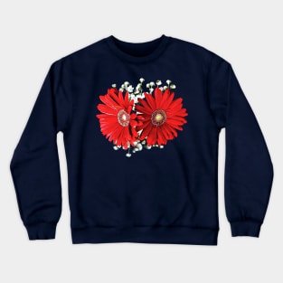 Daisies - Red Gerbera Daisies and Stephanotis Crewneck Sweatshirt